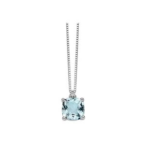 DONNA ORO COLLANA IN ORO BIANCO ACQUAMARINA QUADRATA E DIAMANTI ref. DHPA7184.002