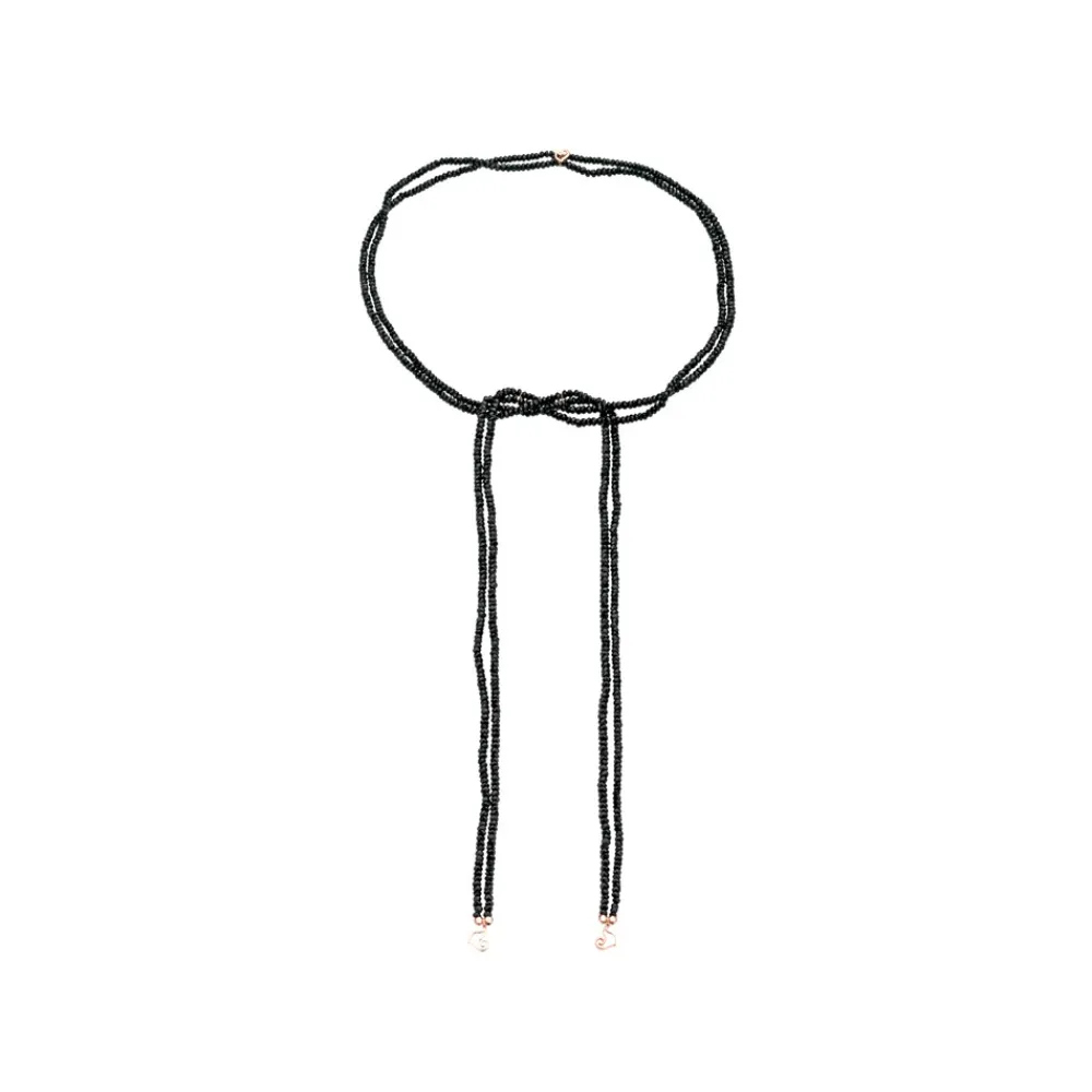 collana_in_spinello_nero__0.webp CHANTECLER Collana in spinello nero e oro rosa - 93 cm