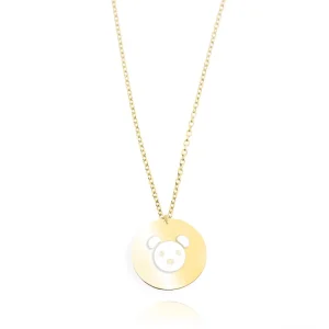FACCO COLLANA  oro Giallo, smalto dipinto a mano da Maestri Orafi,?brevettato?e anallergico. Simbolo:  ORSETTO "L?amicizia ? il dono pi? bello"