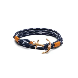 TOM HOPE cordino blu/arancione, ancora placcata oro