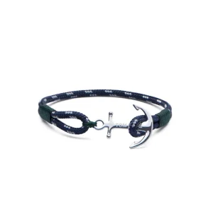 TOM HOPE cordino blu/verde, ancora argento sterling