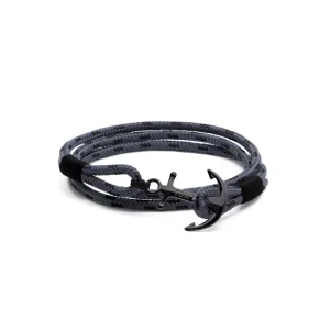 TOM HOPE cordino grigio/nero, ancora argento sterling placcata carbone