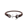 TOM HOPE cordino pelle marrone, ancora argento sterling