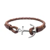 TOM HOPE cordino pelle marrone chiaro, ancora argento sterling