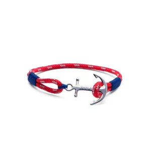 TOM HOPE cordino rosso/blu, ancora argento sterling