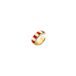 RUE DES MILLE EARCUFF A RIGHE BIANCO/CORALLO ref. AE-EAR-C