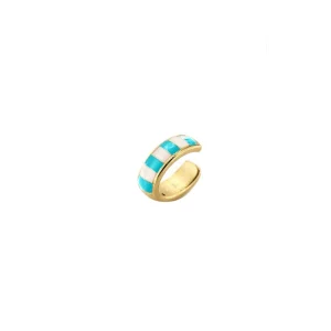 RUE DES MILLE EARCUFF A RIGHE BIANCO/TURCHESE ref. AE-EAR-T