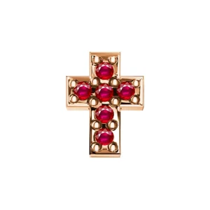 DONNA ORO ELEMENTO BRACCIALE CROCE ORO ROSA E RUBINI