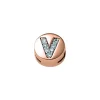 DONNA ORO ELEMENTO LETTERA V TONDA IN ORO ROSA E DIAMANTI ref. DCHF8119V.002