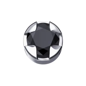 DONNA ORO ELEMENTO GRIFFE TONDA ORO BIANCO CON DIAMANTE NERO