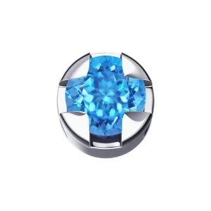 DONNA ORO ELEMENTO GRIFFE TONDA ORO BIANCO CON TOPAZIO BLU