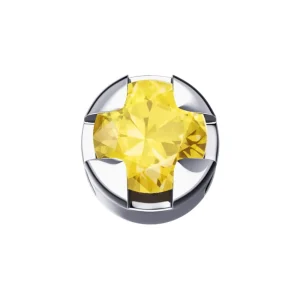 DONNA ORO ELEMENTO GRIFFE TONDA ORO BIANCO CON ZAFF. GIALLO
