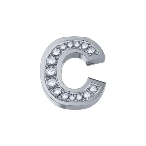 DONNA ORO ELEMENTO LETTERA IN ORO BIANCO E DIAMANTI