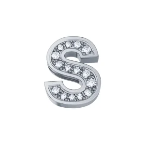 DONNA ORO ELEMENTO LETTERA IN ORO BIANCO E DIAMANTI