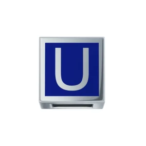 DONNA ORO ELEMENTO LETTERA  ORO BIANCO E SMALTO BLU
