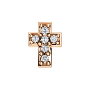 DONNA ORO ELEMENTO SINGLE CROCE ORO ROSA E DIAMANTI