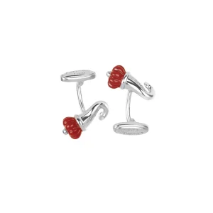 CHANTECLER Gemelli Cornetto in argento e smalto rosso