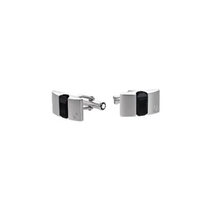 MONTBLANC GEMELLI RETTANGOLARI IN ARGENTO STERLING E ONICE NERO MEISTERSTÜCK ref. 101394