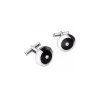 MONTBLANC GEMELLI ROTONDI IN ACCIAIO PREGIATO ONICE NERA  E DIAMANTI STAR DIAMOND ref. 106103