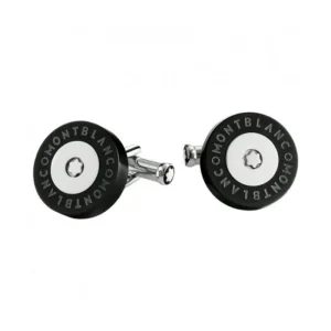 MONTBLANC GEMELLI ROTONDI IN ACCIAIO PREGIATO E PVD NERO PIX ref. 104737