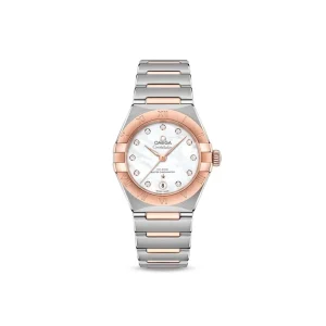 OMEGA CONSTELLATION CO‑AXIAL MASTER CHRONOMETER 29 MM 131.20.29.20.55.001 13120292055001 oro Sedna acciaio inossidabile madreperla romani indici diamanti cronometro
