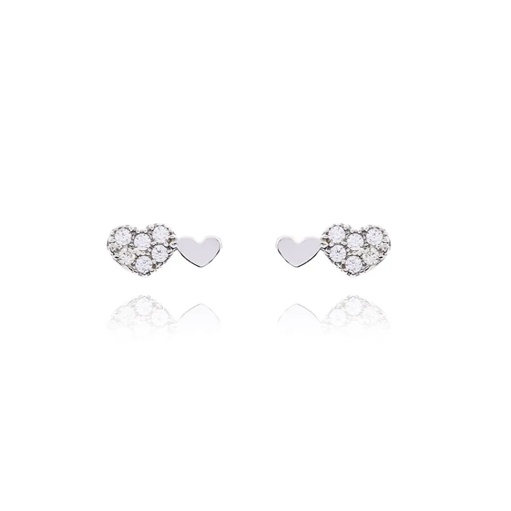 FACCO ORECCHINI  colore Bianco con zirconi Simbolo:  CUORE "I sentimenti raccontati dall?Anima"