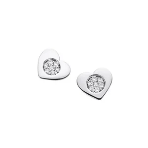 DONNA ORO ORECCHINI CUORE IN ORO BIANCO E DIAMANTI ref. DHOF8318.005