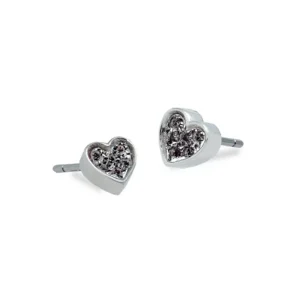 DONNA ORO ORECCHINI CUORE IN ORO BIANCO E DIAMANTI NERI ref. DHOF7200