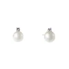 DONNA ORO ORECCHINI IN ORO BIANCO PERLA BIANCA E DIAMANTE ref. DHOP7374.004