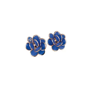 CHANTECLER Orecchini fiore mini in oro rosa e smalto blu ref. 38896