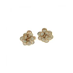 CHANTECLER Orecchini lobo a fiore in oro rosa e smalto bianco ref. 35260