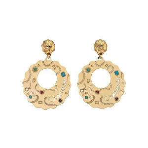 CHANTECLER Orecchini maxi Suamèm in oro giallo e pietre preziose