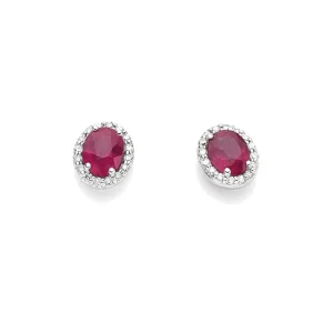 DONNA ORO ORECCHINI OVALI IN ORO BIANCO CON RUBINI E DIAMANTI - LUCE ref. DHOR7878