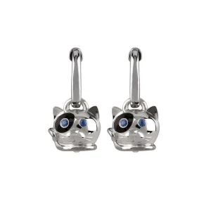 CHANTECLER Orecchino campanella gatto piccolo in argento smalto e zaffiri ref. 38583