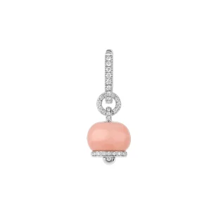 CHANTECLER Orecchino campanella piccolo in oro bianco diamanti e corallo rosa ref. 30958