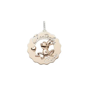 CHANTECLER Orecchino principessa ranocchia innamorata grande in oro rosa e diamanti ref. 38058