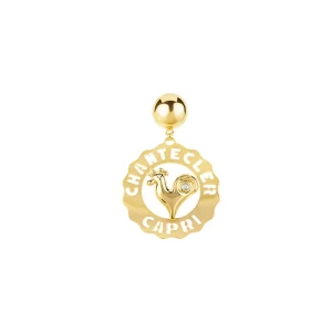 CHANTECLER Orecchino logo gallo grande in oro giallo e diamanti ref. 23201