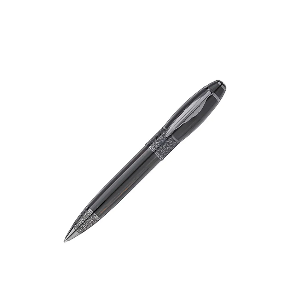 penna_a_sfera_montblanc_i_0-8.webp MONTBLANC PENNA A SFERA IN RESINA PREGIATA NERA E MARRONE WRITERS EDITION ref. 110508