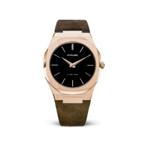 D1 MILANO ULTRA THIN CASSA 40 ORO ROSA CINT CAMOSCIO MARRONE SIENA